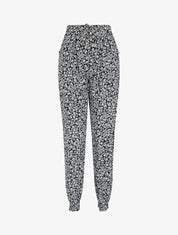 Pantalon ample imprimé fleuri - Marine - 1