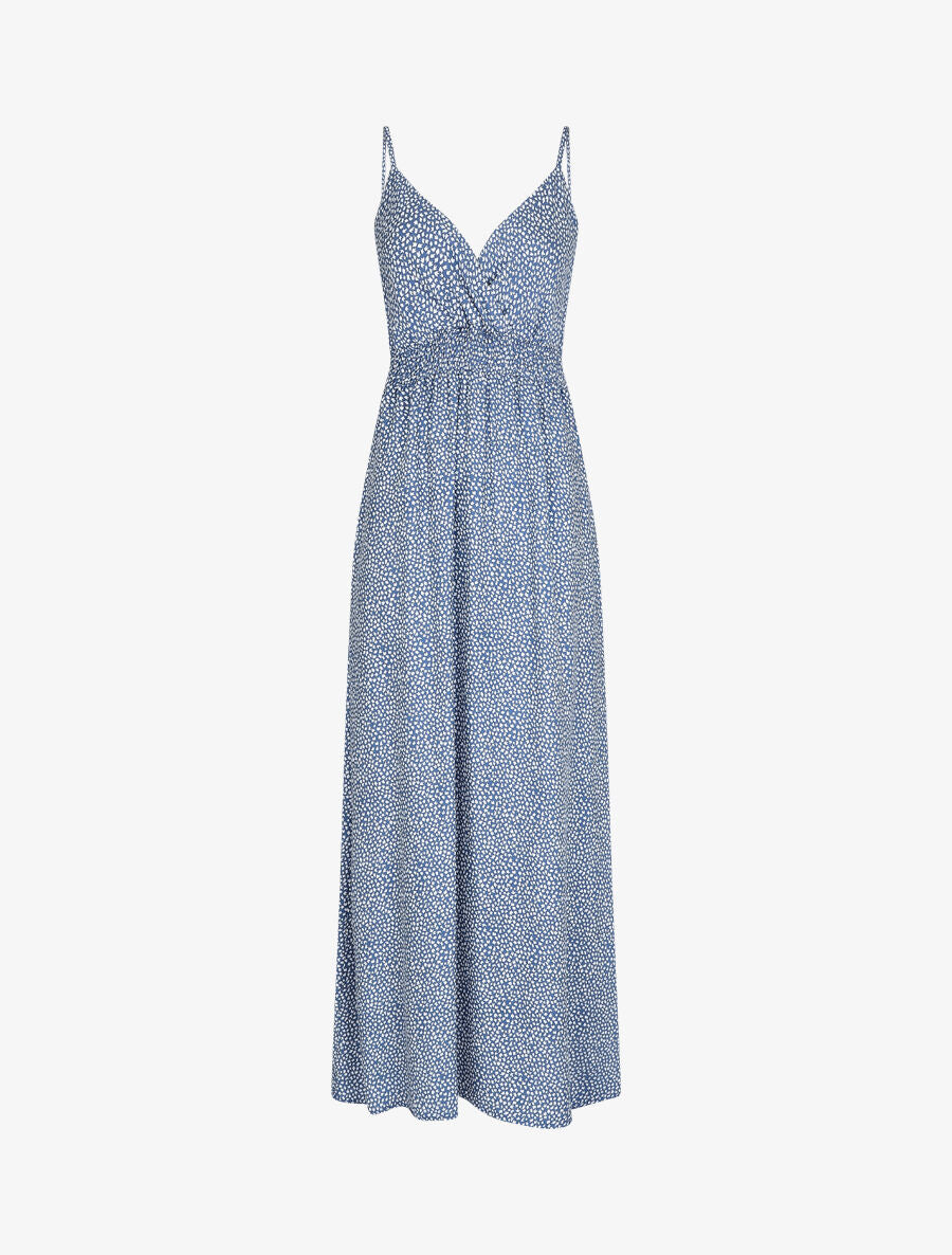 Robe longue à bretelles imprimé tulipe - Bleu - 2