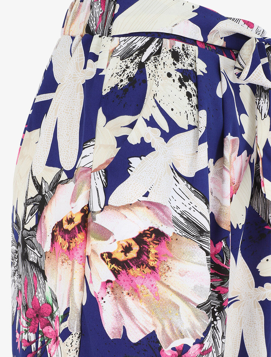 Pantalon ample motif fleurs fantaisies - Marine - 3