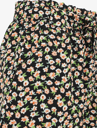 Short taille haute imprimé fleurs - Noir - 3