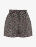 Short droit imprimé petites fleurs - Noir - 1