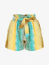 Short droit taille haute motif rayures fantaisies - Jaune/vert - 5