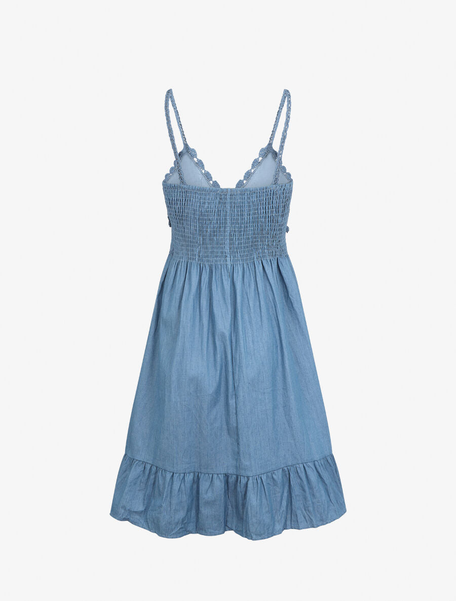 Robe effet jean à buste crochet - Bleu foncé - 2