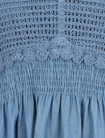 Robe effet jean à buste crochet - Bleu foncé - 3