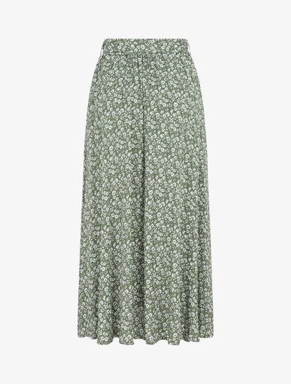 Jupe longue à taille élastiquée imprimé fleuri - Kaki - 2