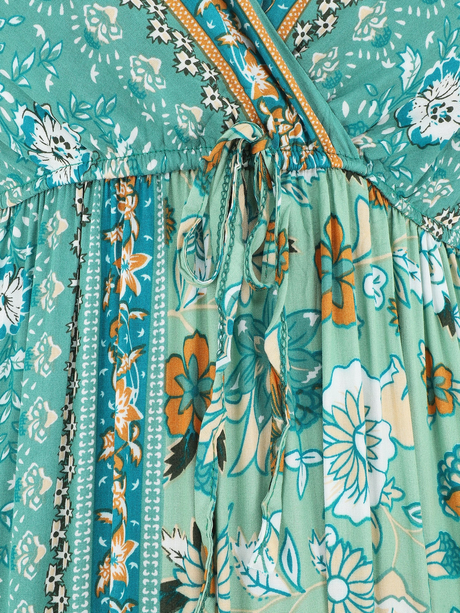 Robe longue imprimé floral style patchwork - Vert - 3