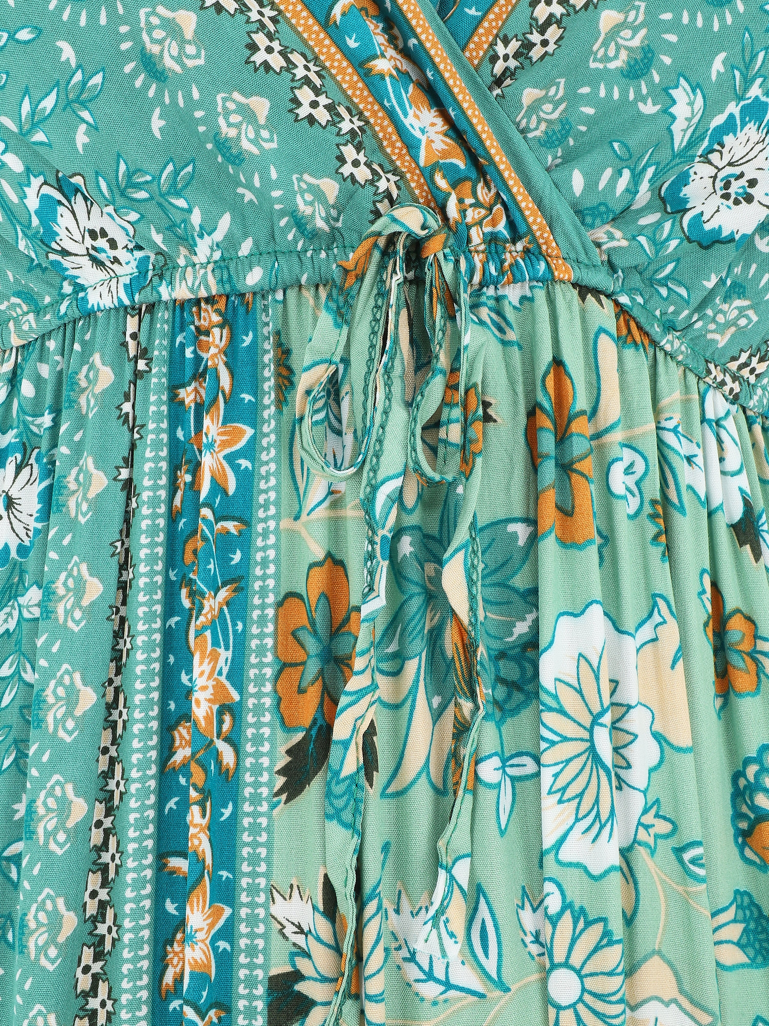 Robe longue imprimé floral style patchwork - Vert - 3