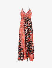 Robe longue imprimé floral style patchwork - Noir - 1