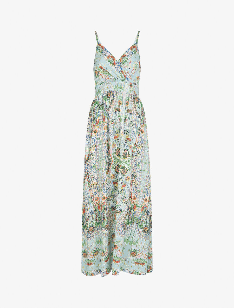 Robe longue fleurie et irisée - Bleu pastel - 2