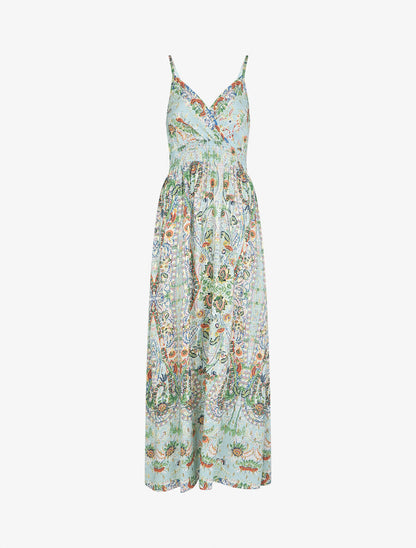 Robe longue fleurie et irisée - Bleu pastel - 2