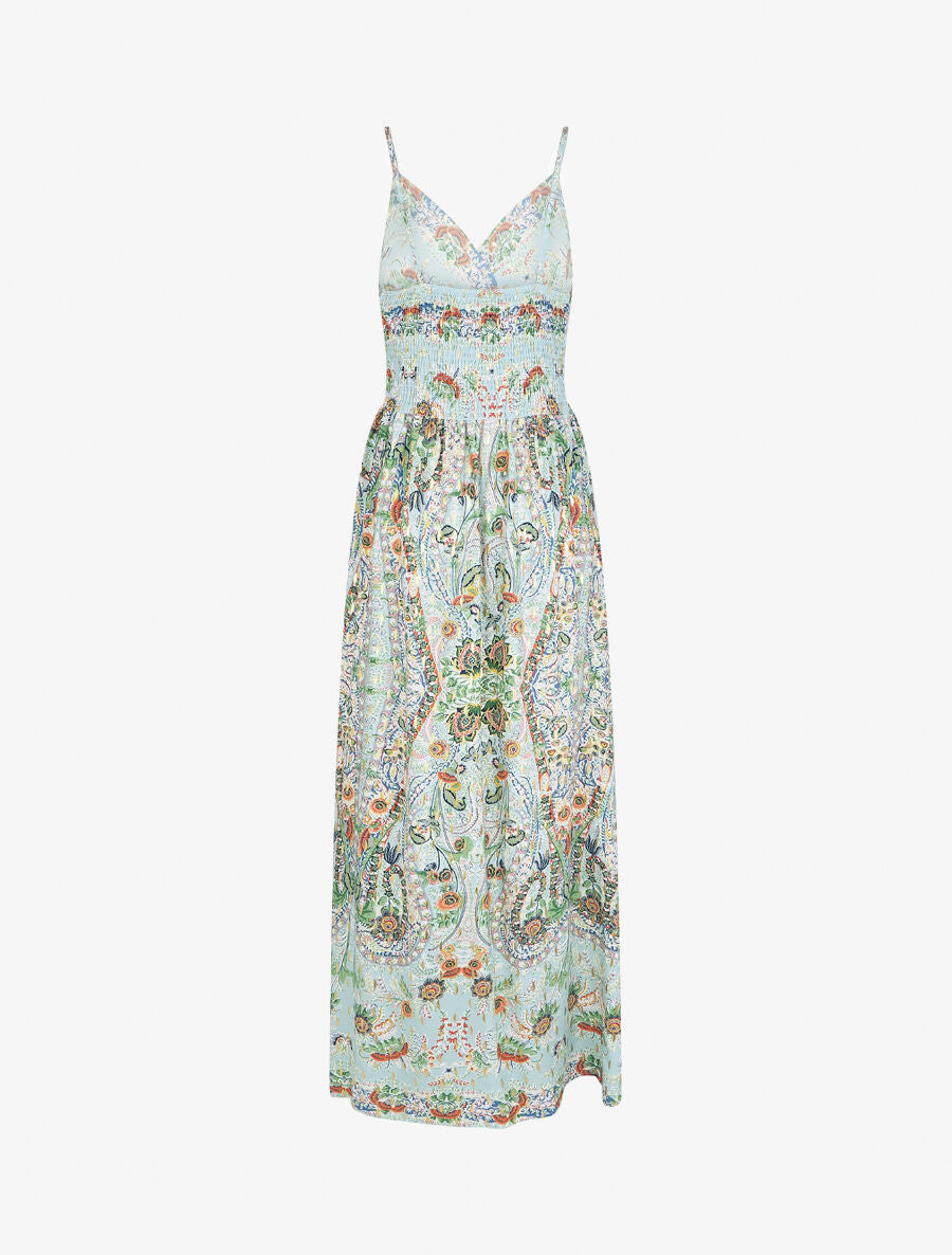 Robe longue fleurie et irisée - Bleu pastel - 3