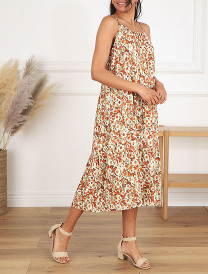 Robe classique à imprimé fleuri - Marron - 4