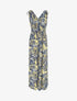 Robe longue élastiquée imprimé feuilles tropicales - Jaune - 5