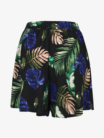 Short fluide imprimé tropical - Noir - 2