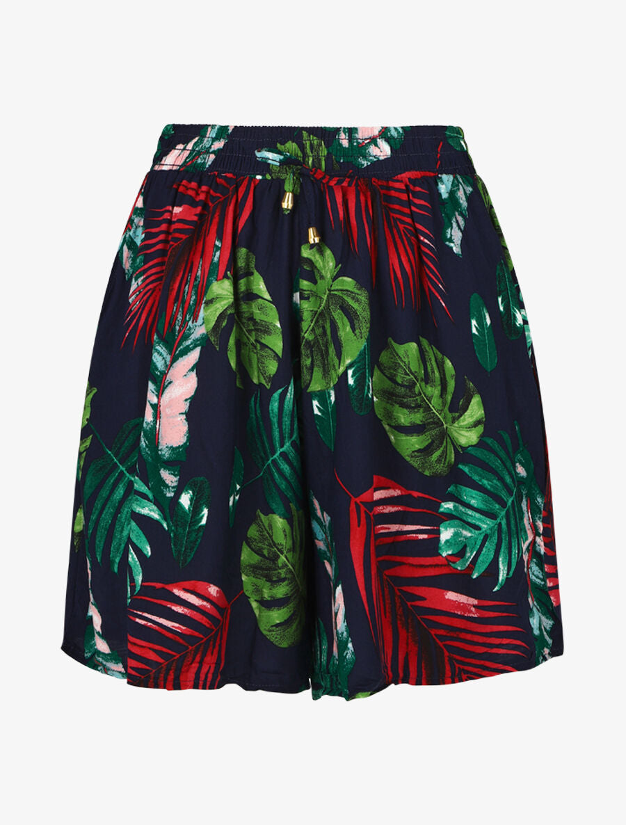 Short fluide imprimé tropical - Marine - 1