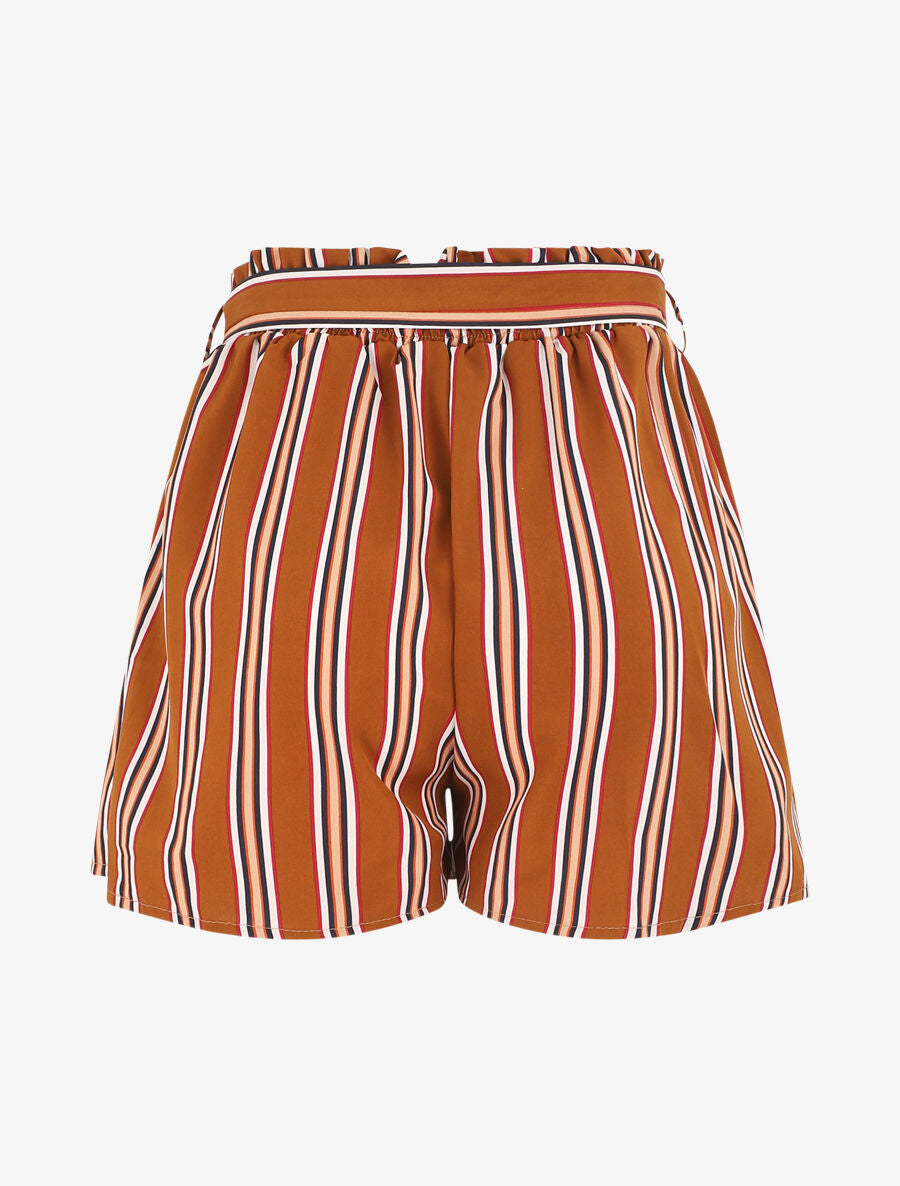 Short fluide à imprimé rayures - Marron - 2