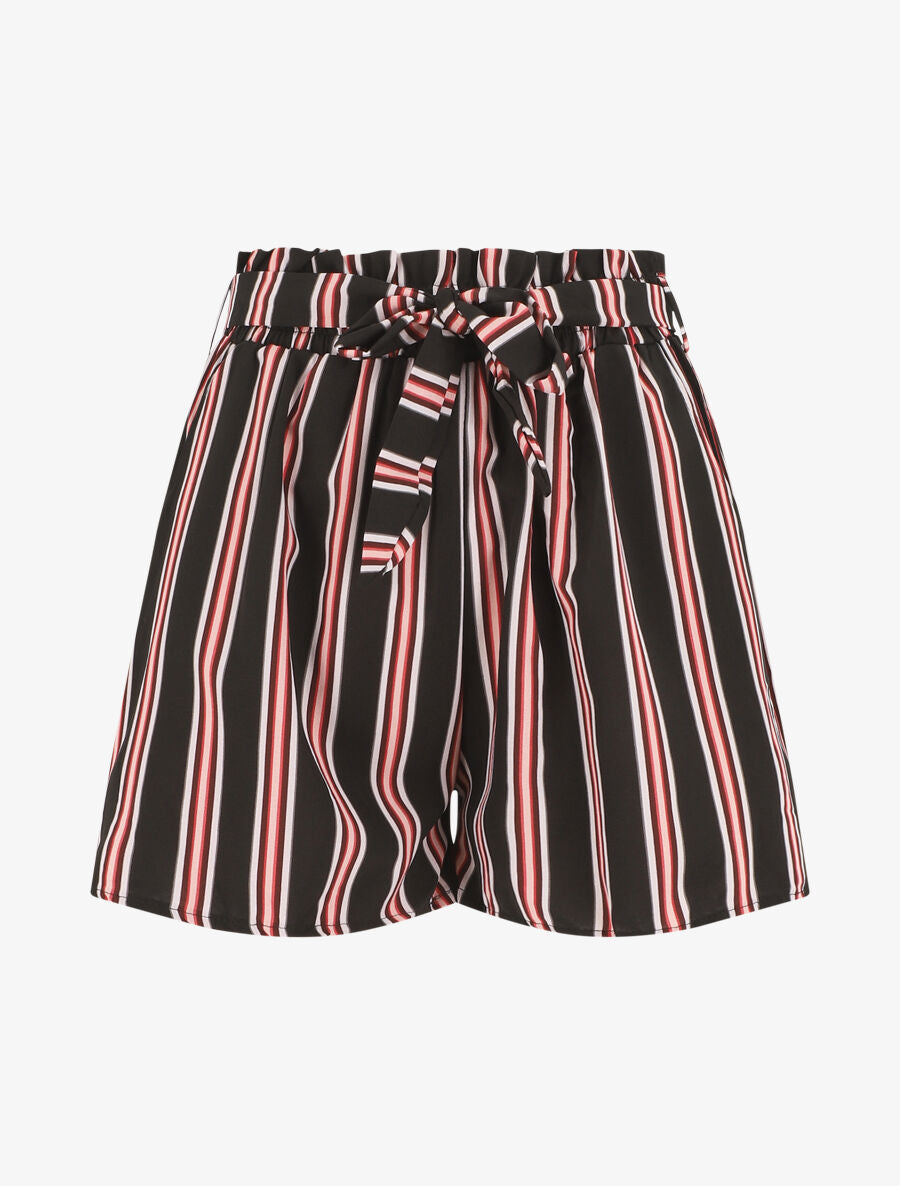 Short fluide à imprimé rayures - Noir - 1