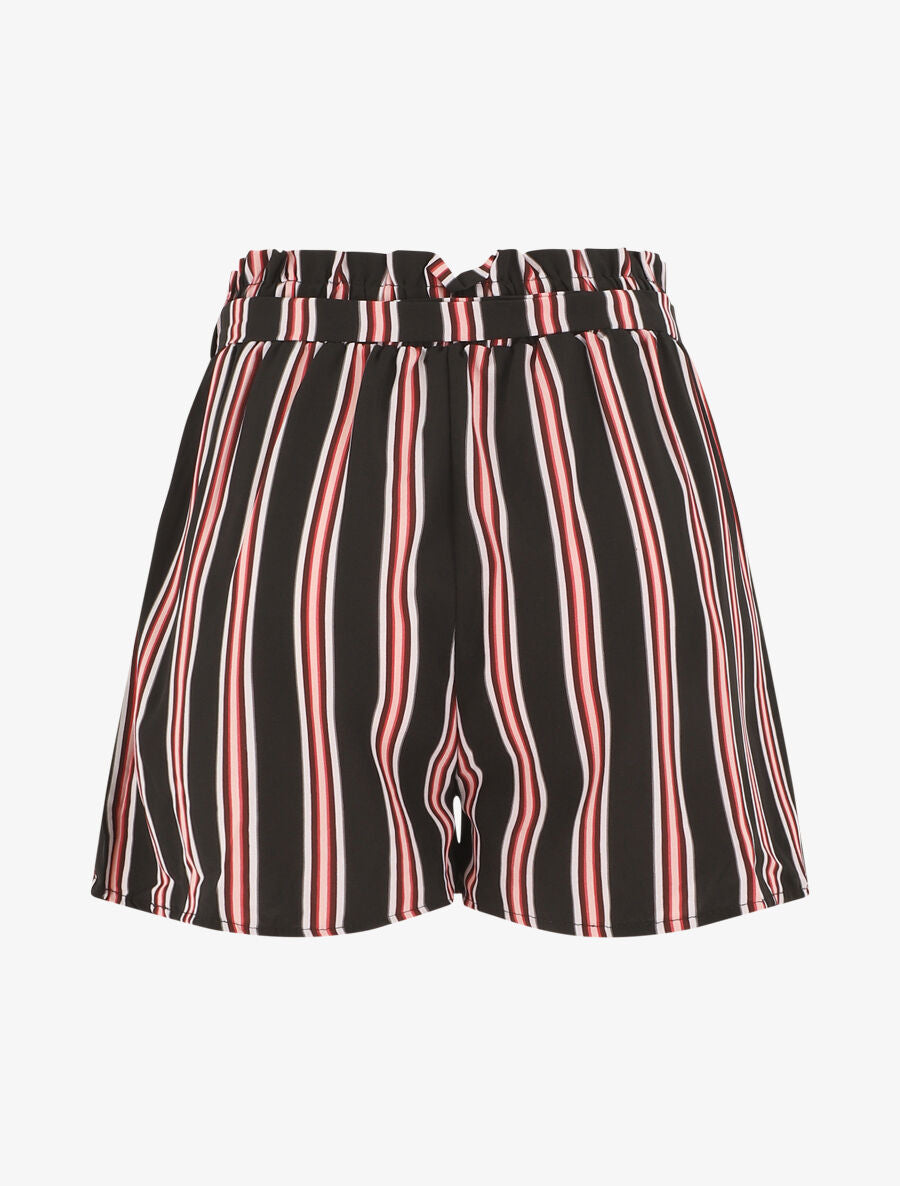 Short fluide à imprimé rayures - Noir - 2