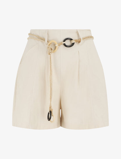 Short uni effet lin - Beige - 5