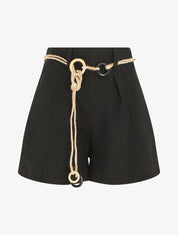 Short uni effet lin - Noir - 5