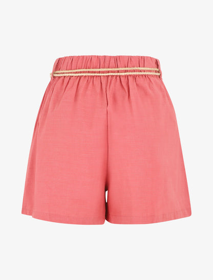 Short uni effet lin - Rose corail - 2
