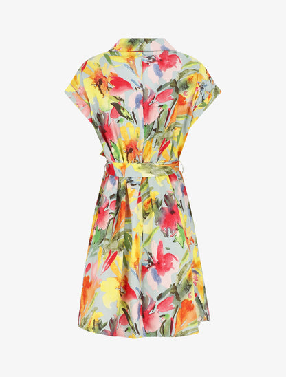 Robe courte droite imprimé floral - Vert - 3
