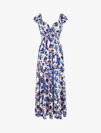 Robe longue sans manches imprimé floral - Violet - 1
