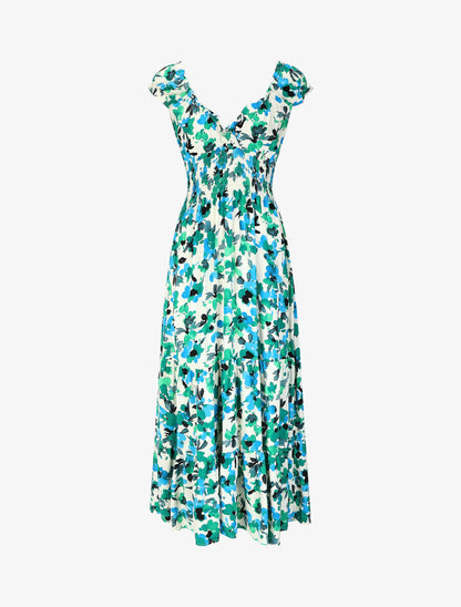 Robe longue sans manches imprimé floral - Vert - 5
