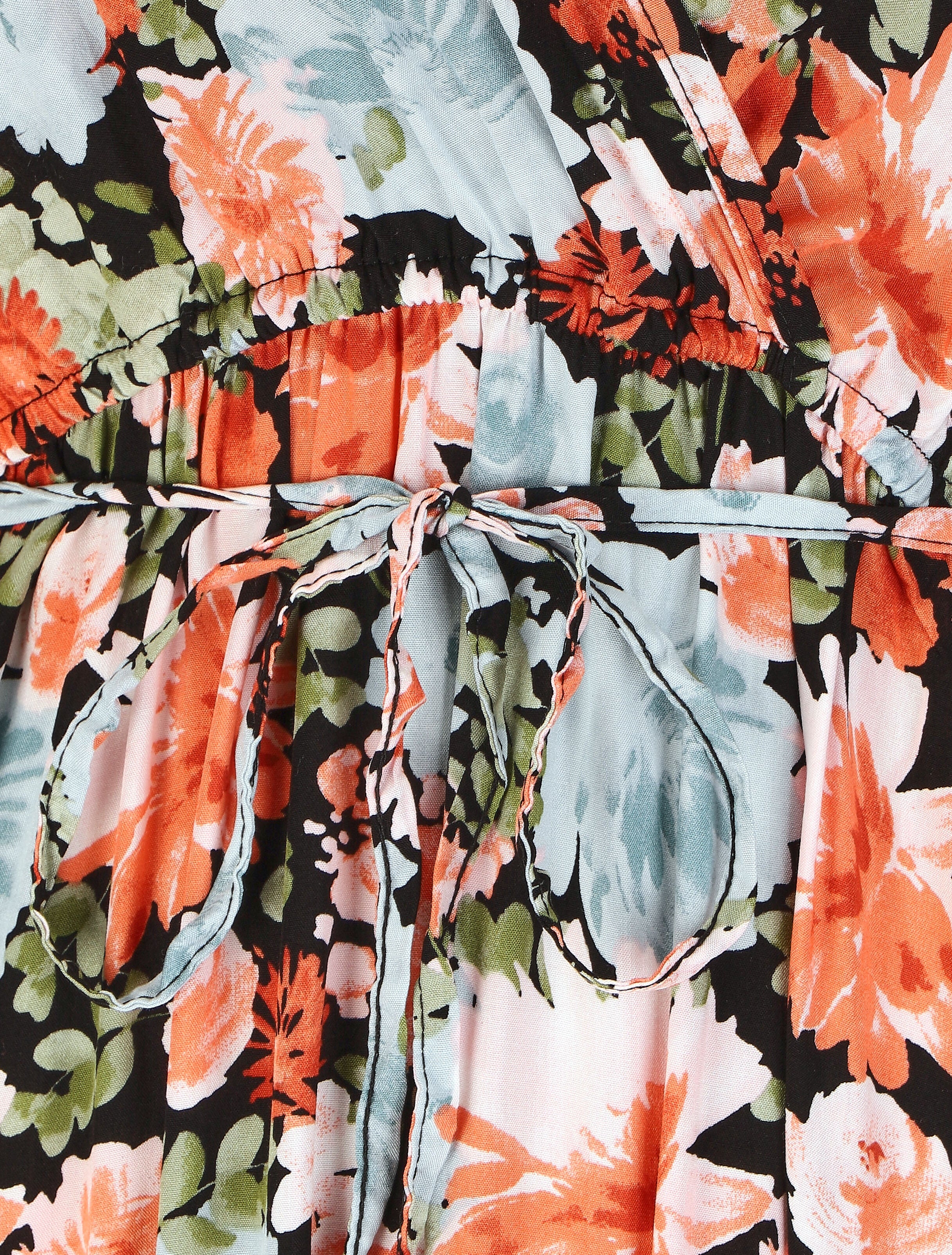 Robe longue évasée à fleurs - Noir - 3