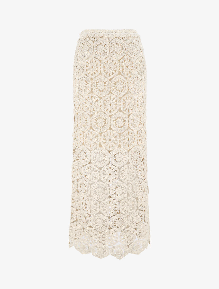 Jupe longue crochet - Beige - 5