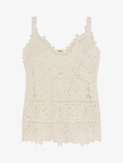 Top court sans manches en crochet - Beige - 1