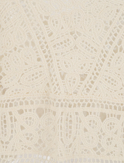 Top court sans manches en crochet - Beige - 3
