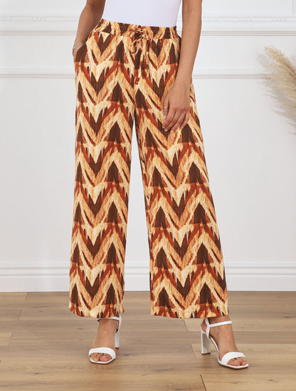 Pantalon ample imprimé fantaisie - Beige - 4