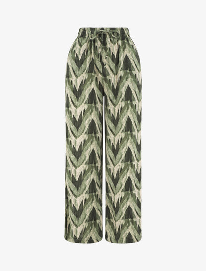 Pantalon ample imprimé fantaisie - Kaki - 1