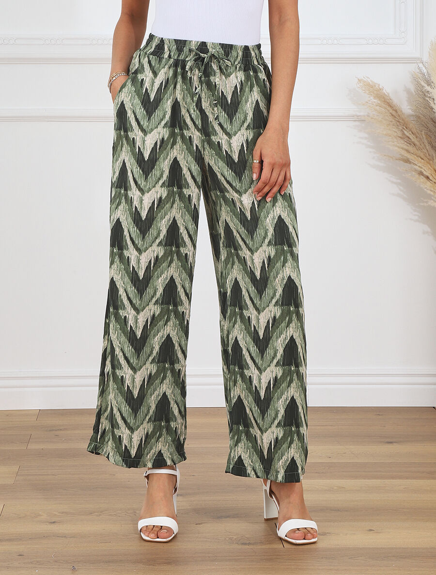 Pantalon ample imprimé fantaisie - Kaki - 4