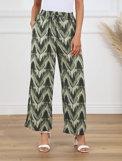 Pantalon ample imprimé fantaisie - Kaki - 4