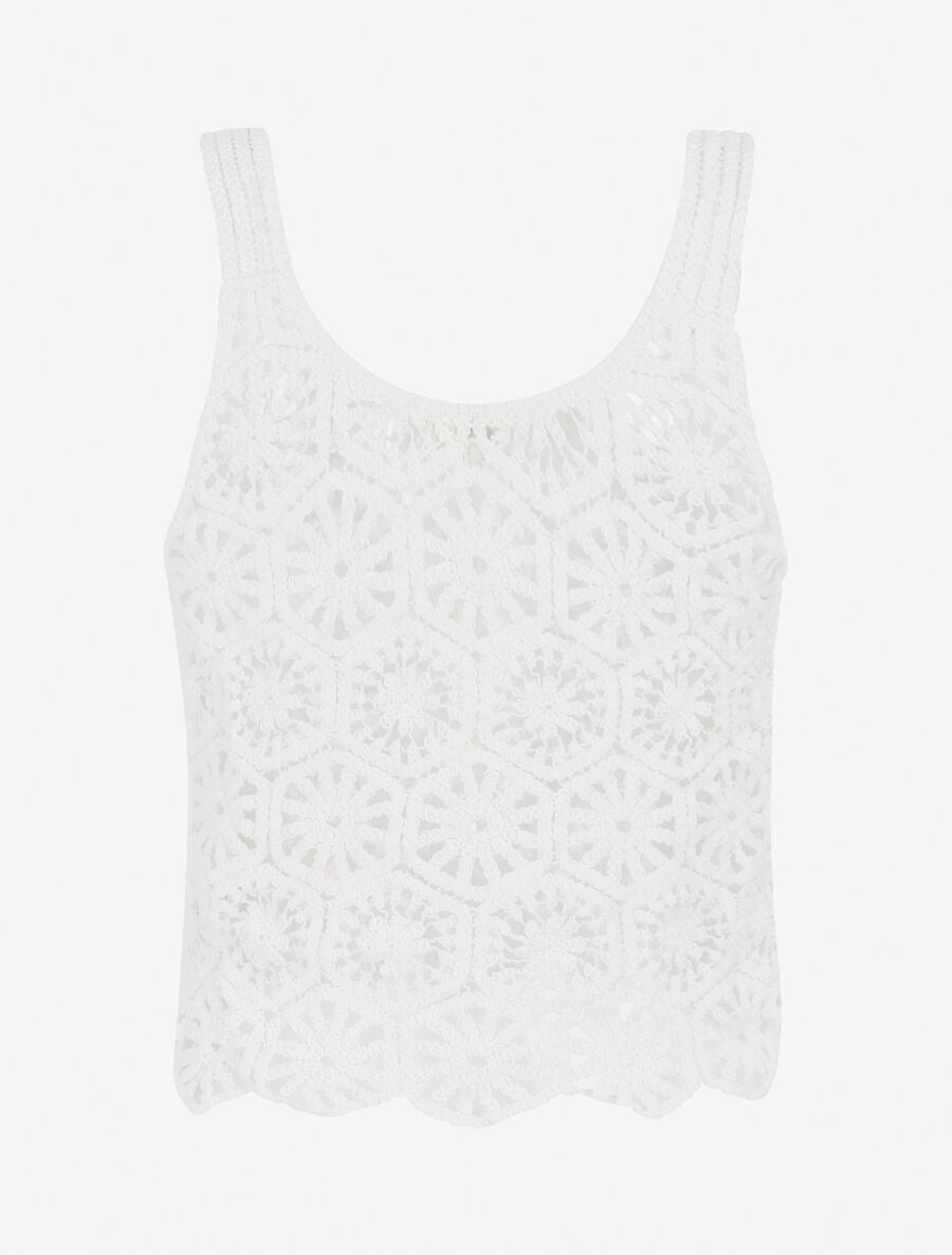 Crop top en crochet - Blanc - 2