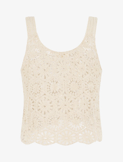Crop top en crochet - Beige - 2