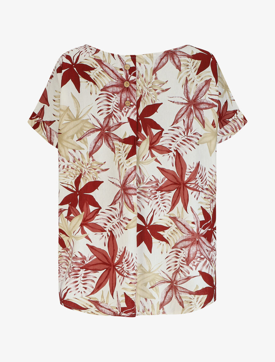 Top ample imprimé tropical - Bordeaux - 2