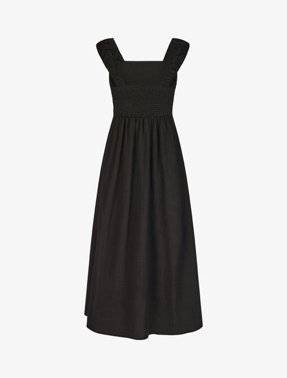 Robe longue fendue sans manches - Noir - 2
