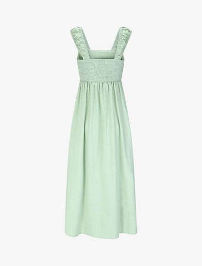 Robe longue fendue sans manches - Vert d&