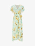 Robe longue à fleurs manches courtes - Vert pastel - 1