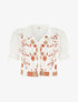 Gilet court en crochet fleuri - Blanc/orange - 5