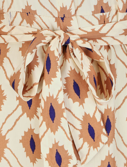 Robe longue graphique sans manches - Bleu/beige - 3
