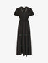 Robe longue unie à manches courtes - Noir - 1