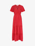 Robe longue unie à manches courtes - Rouge - 1