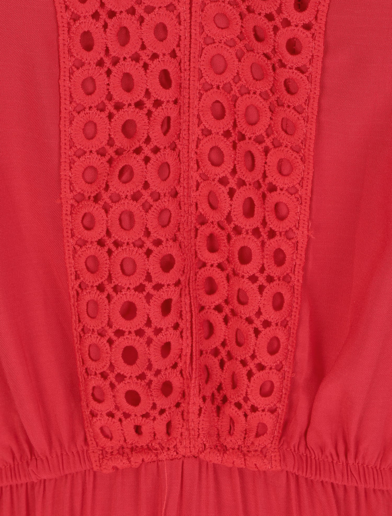 Robe longue unie à manches courtes - Rouge - 3
