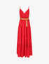 Robe longue unie coupe empire - Rouge - 1