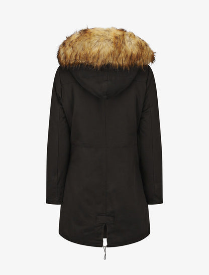 Parka à col en fourrure synthétique - Noir/brun - 2