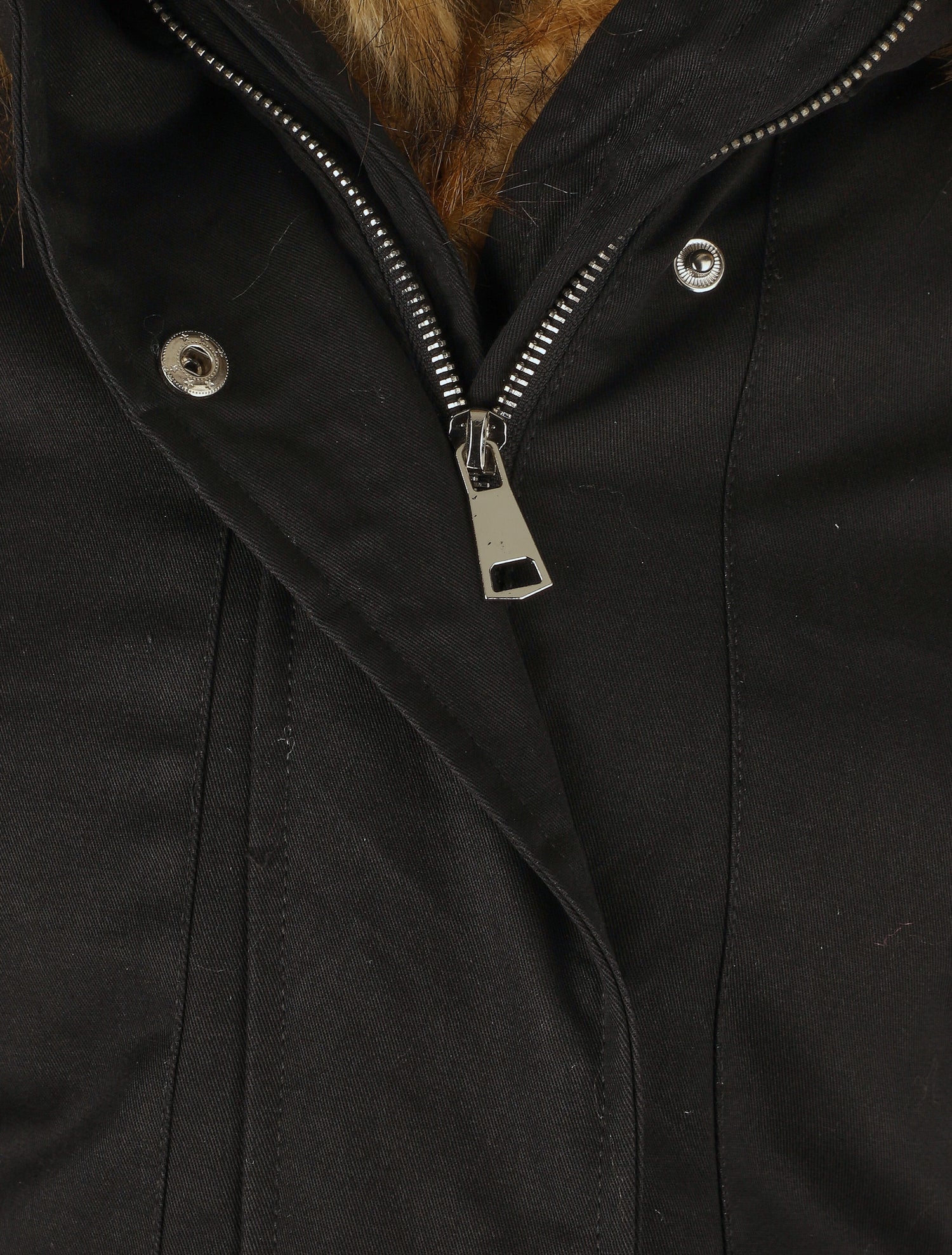 Parka à col en fourrure synthétique - Noir/brun - 3